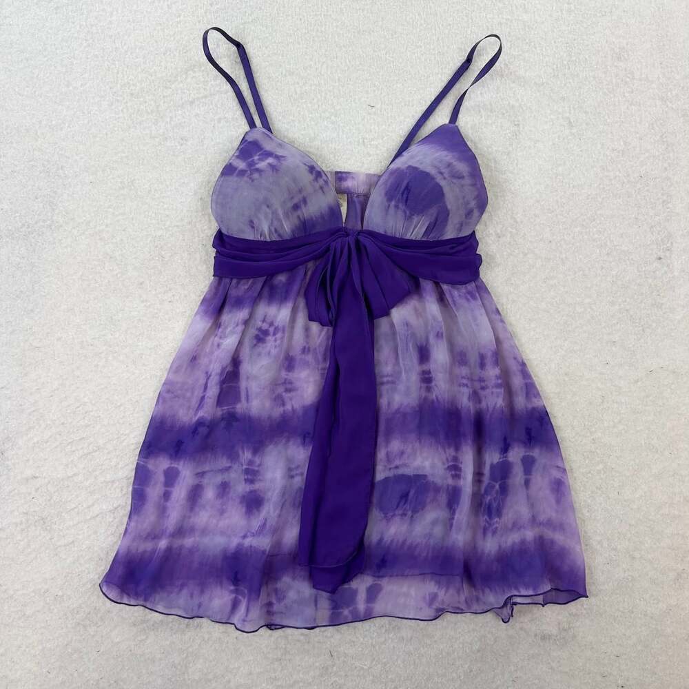 In Bloom by Jonquil Purple Y2K Babydoll Chiffon Lingerie Slip Dress Size Medium